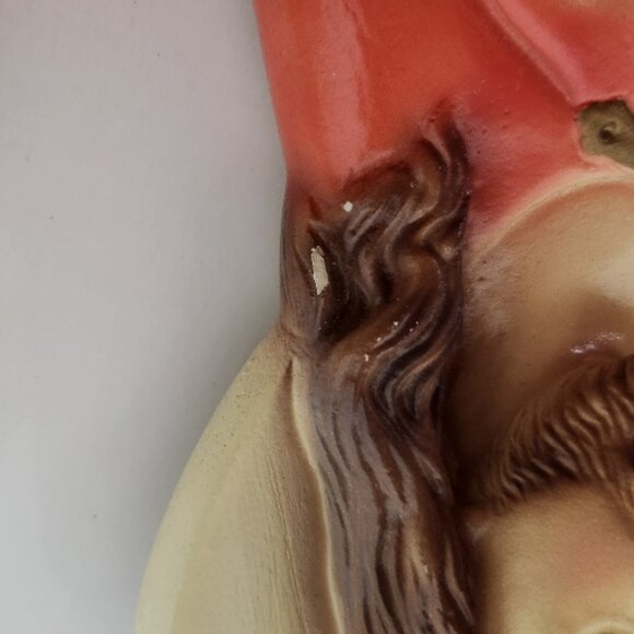 VTG Plaster Sacred Heart of Jesus & Immaculate Heart of Mary Wall Hanging - Picture 6 of 8